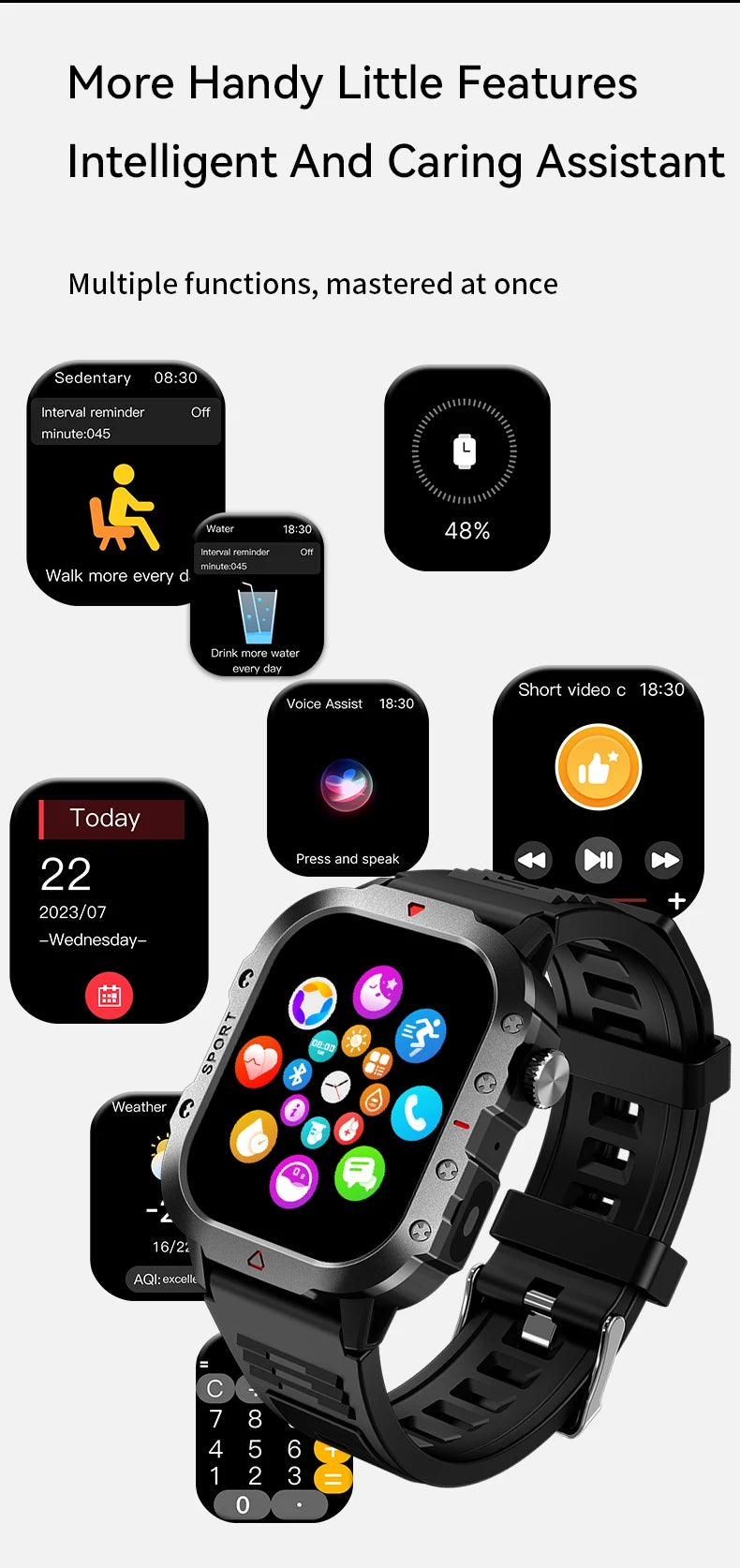 LAXASFIT Smart Watch with Large HD Screen and Fitness Tracking - Smarsty