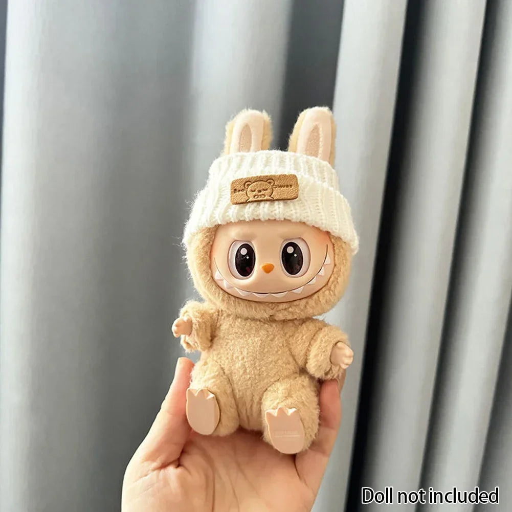 For 15-17 cm v1v2 Labubu Clothes outfit Labubu Sitting Party Bear Label Scarf Hat Bag Dolls Accessories Cute Decoration by Smarsty