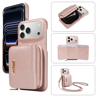 Crossbody PU Leather Phone Case for IPhone17 16 15 14 13 12 11pro Max Plus Mini Air 16e with Stand & Card Slots Wallet Cover