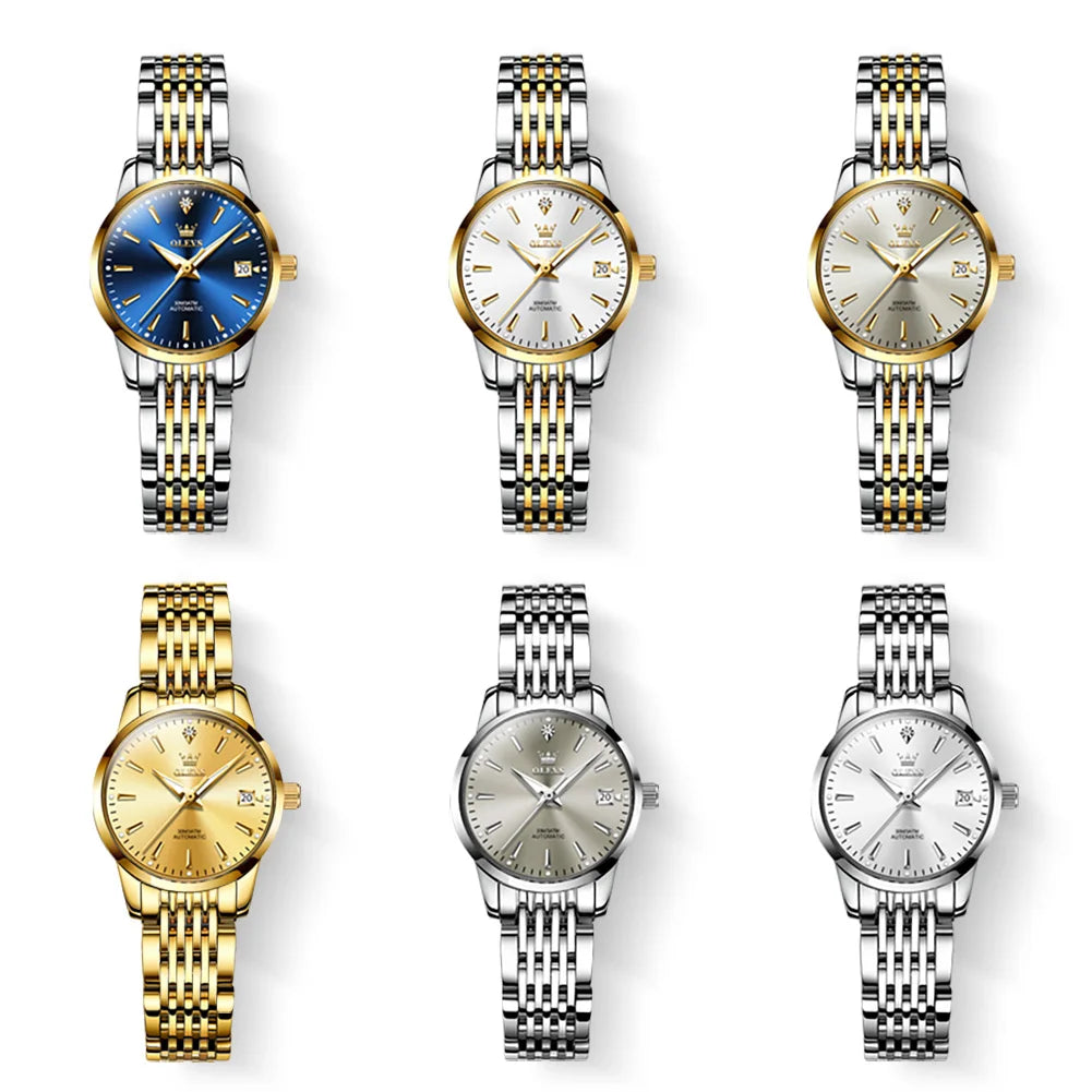 OLEVS Ladies Automatic Wristwatch Waterproof Stainless Steel - Smarsty