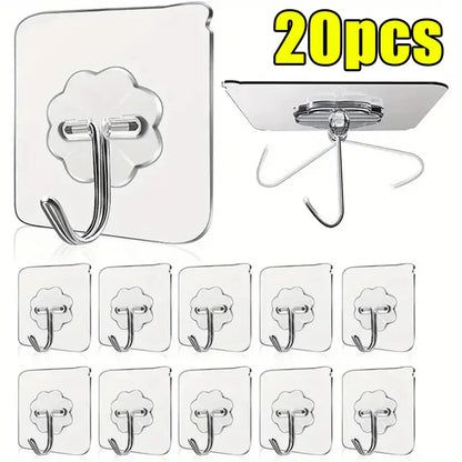 Transparent Self Adhesive Hooks for Easy Storage - Smarsty