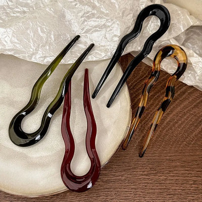 Fashion U-Shaped Tortoiseshell Hair Fork for Women - Smarsty