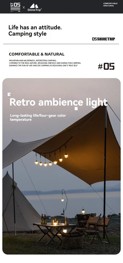 Shine Trip Outdoor Retro Smalldroplight, Campsite Lamp, Atmosphere Lamp, USB Charging Tent Light, LED Camping Hangling Lamp by Smarsty