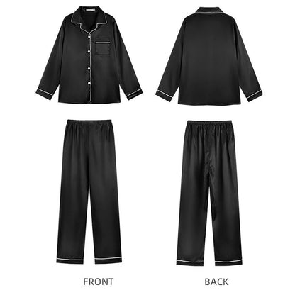 Pajamas Sets for Women 2024 Sexy Silk Women Pijama Sets Sleepwear Long-sleeve Cardigan Set Female Ice Silk Pyjamas Home Clothing - Smarsty