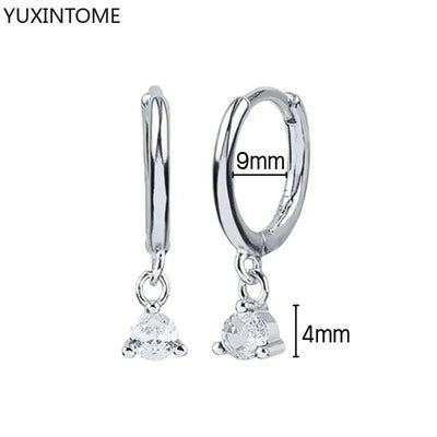 925 Sterling Silver Hoop Earrings White Crystal Luxury - Smarsty