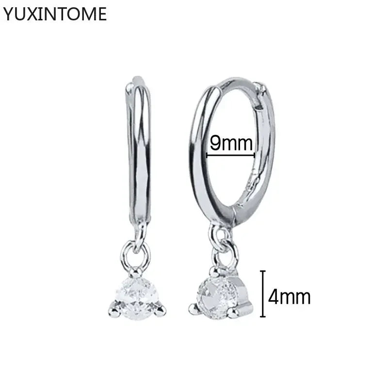 925 Sterling Silver Hoop Earrings White Crystal Luxury - Smarsty