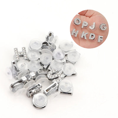 1PC Shoe Charms Glitter Rhinestone Letter Crystal Alphabet Shoes Charm Decorations Jewelry Slider Bracelet Wristbands Accessorie - Smarsty