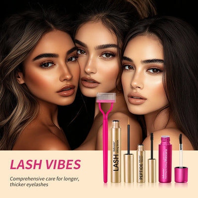 Lash & Brow Set Eyebrow Eyelash Growth Serum Peptide Mascara Eyelash Eyebrow Longer Fuller Thicker Curling Lash Eye Care Makeup