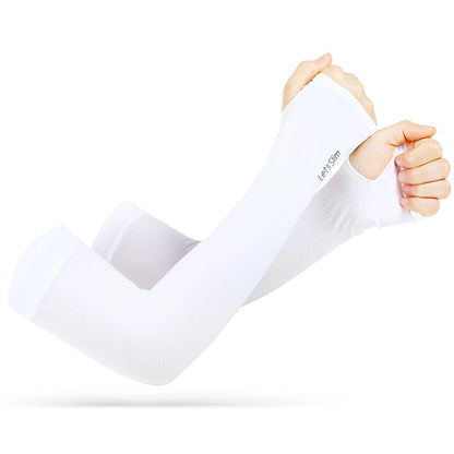 Anti UV Arm Covers Fingerless Gloves Cooling Elastic Sleeves - Smarsty