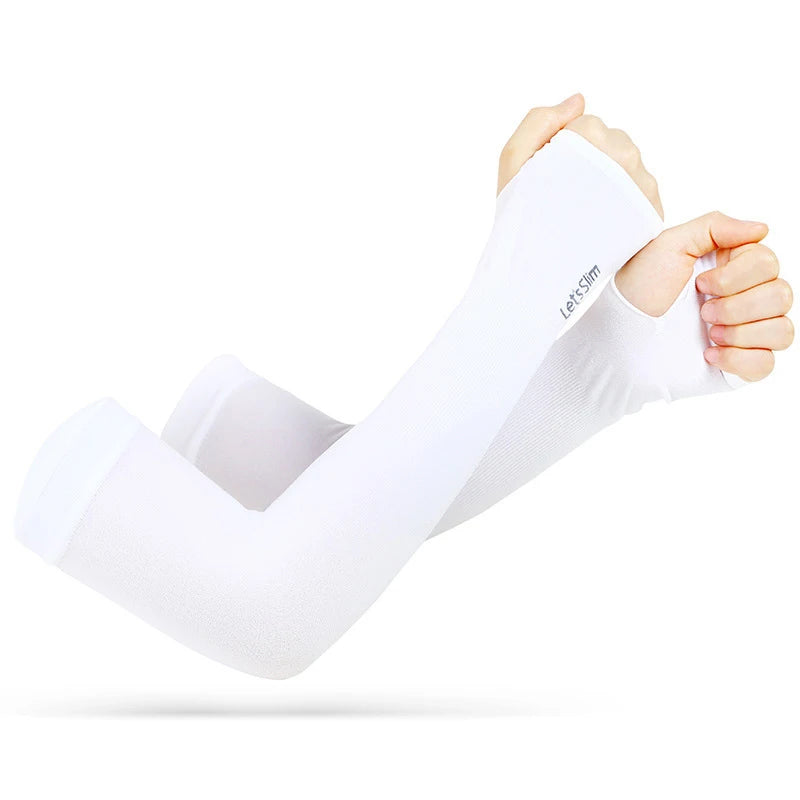 Anti UV Arm Covers Fingerless Gloves Cooling Elastic Sleeves - Smarsty