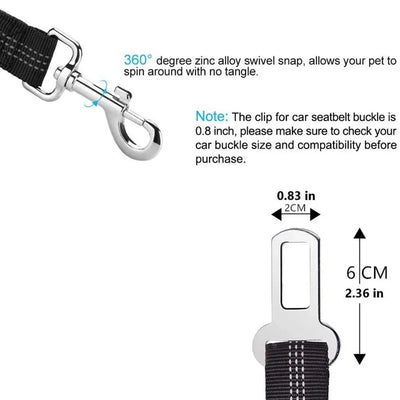 Adjustable Dog Car Seat Belt Harness with Reflective Cushioning - Smarsty
