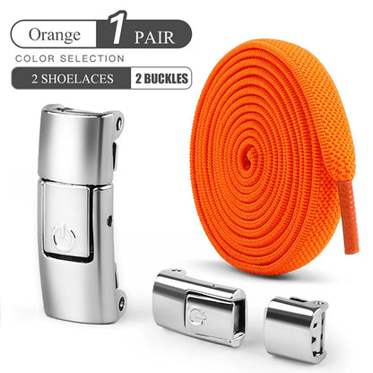 2Pairs Without Ties Elastic Laces No Tie Shoe Laces Press Lock Shoelaces Sneaker Kids Adult 8MM Widened Flat Shoelace for Shoes