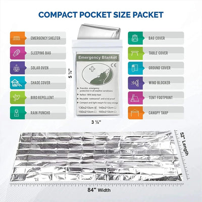 Survival Emergency Mylar Thermal Blanket Foil Space Blanket for NASA Body Warmer Outdoor First Aid Camping Gear Hiking Travel by Smarsty