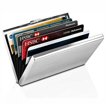 Fashion Durable 6 Card Slots Card Holder Stainless Steel Case Anti-demagnetization Box Portable Organizer Protector - Smarsty