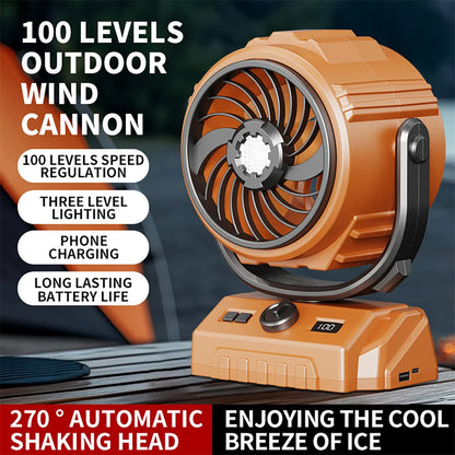 Camping Fan 20000mAh Rechargeable Portable Camping Circulator Fan Wireless Tent Ceiling Fan with LED Light and Hook