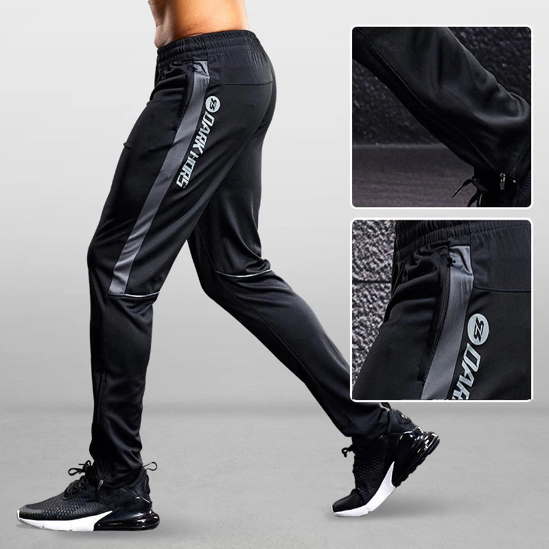 Men Sport Pants Running Pants With Zipper Pockets Soccer Training Jogging Sports Trousers Fitness Football Leggings Sweatpants - Smarsty