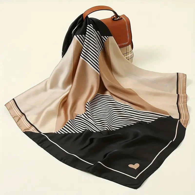 Luxury Silk Satin Headscarf for Women with Plaid Print - Smarsty