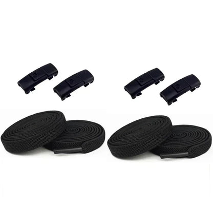 2Pairs Without Ties Elastic Laces No Tie Shoe Laces Press Lock Shoelaces Sneaker Kids Adult 8MM Widened Flat Shoelace for Shoes
