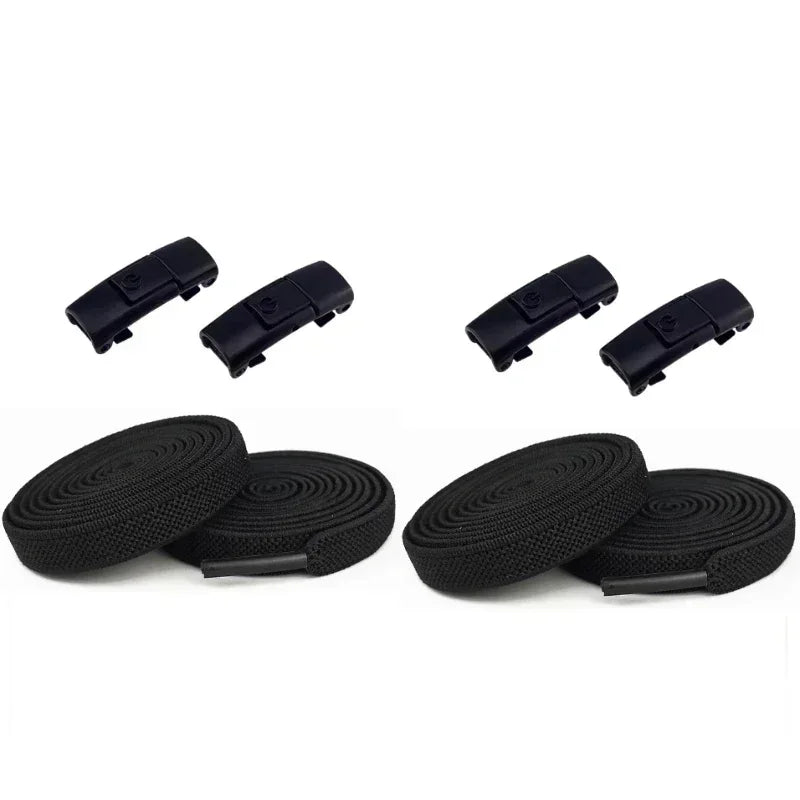 2Pairs Without Ties Elastic Laces No Tie Shoe Laces Press Lock Shoelaces Sneaker Kids Adult 8MM Widened Flat Shoelace for Shoes
