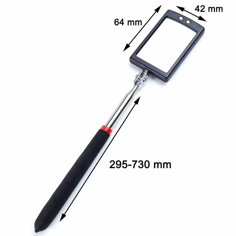 360° Inspection Mirror LED Light Telescoping Mirrors Extend Mechanic Tools Inspection Mirror Telescopic Handle Repairing Tools - Smarsty