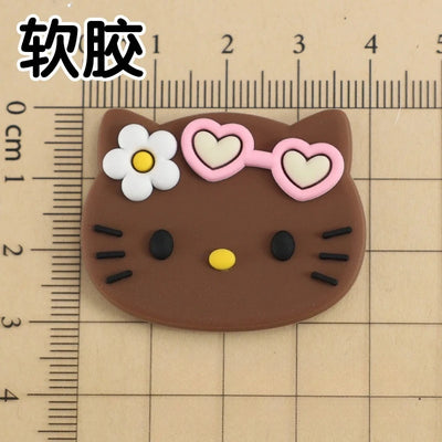 Beach Style Tropical Tan Hello Kitty Shoe Charms Set For DIY Clogs Sandals Decoration KT Cat PVC Material Design Christmas Gifts - Smarsty