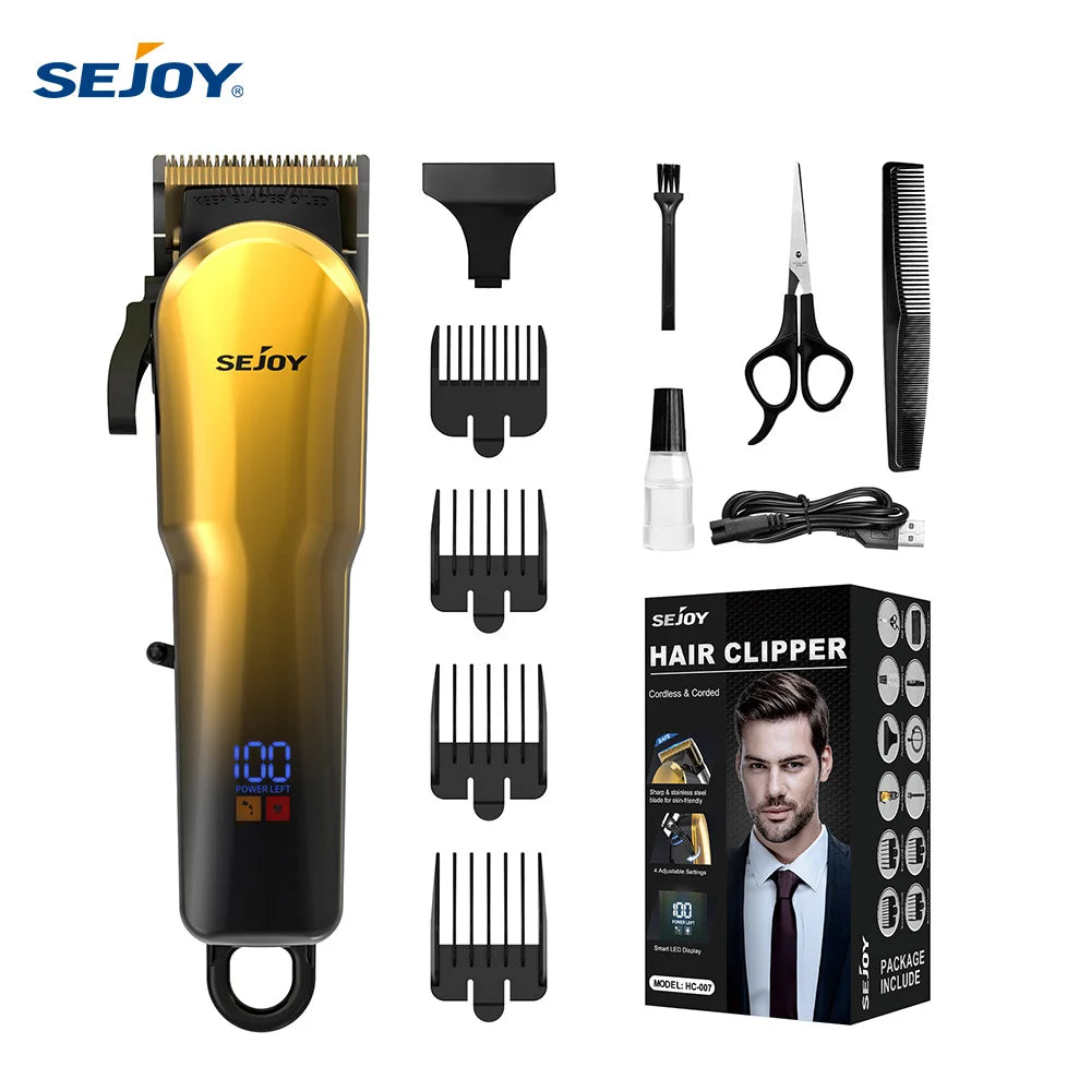 Sejoy Electric Hair Trimmer Cordless Professional Rechargeable Shaver Hair Cutting Machine for Men Hair Clipper Barber Shop