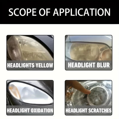 Car Headlight Restoration Polishing Kit - Scratch Remover & Oxidation Cleaner Repair Paste for Headlamp Assembly - Smarsty