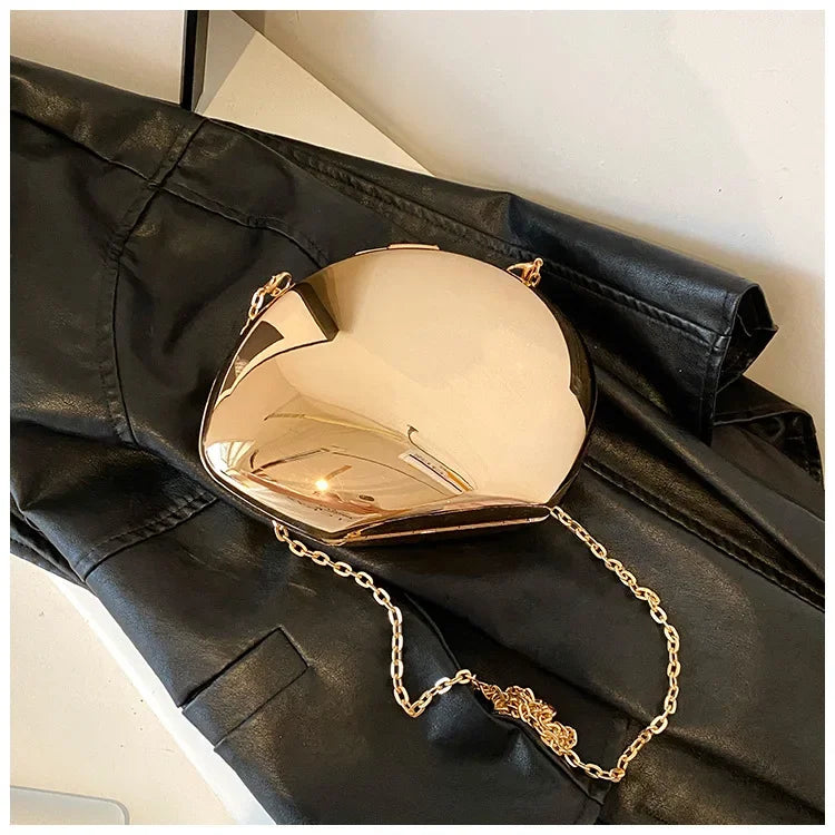 Designer Acrylic Shell Clutch Bag Metallic Evening Purse - Smarsty