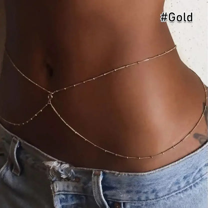 Women’s Boho Rhinestone Metal Waist Chain Jewelry - Smarsty