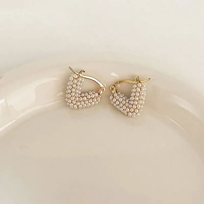 Minimal Geometric Circle Pearl Stud Earrings for Women - Smarsty