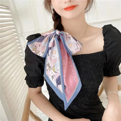 Summer Floral Silk Scarf Hairband Lightweight Headscarf - Smarsty
