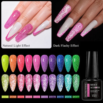 Pink Fluorescent Reflective Gel Nail Polish for Stunning Manicures - Smarsty