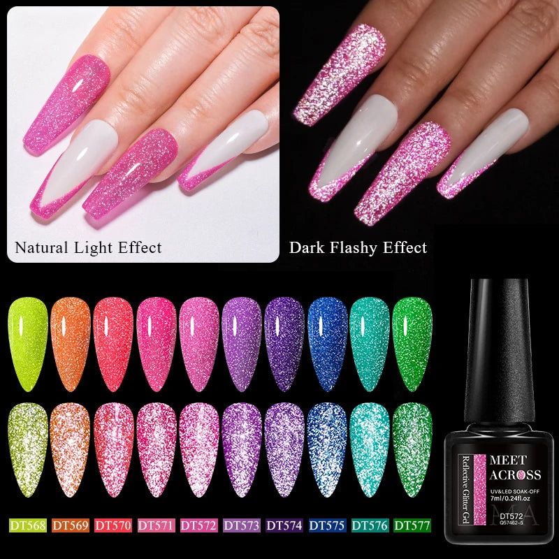 Pink Fluorescent Reflective Gel Nail Polish for Stunning Manicures - Smarsty