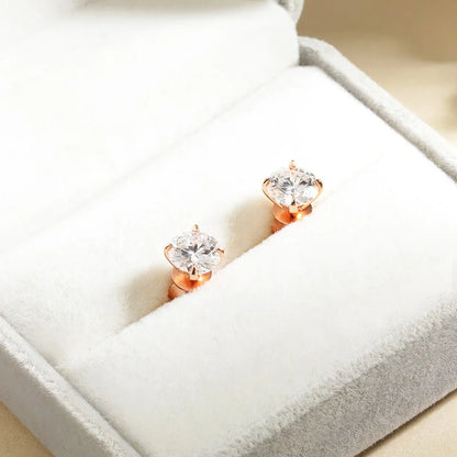 Moissanite Stud Earrings Rose Gold 925 Silver Sparkle - Smarsty