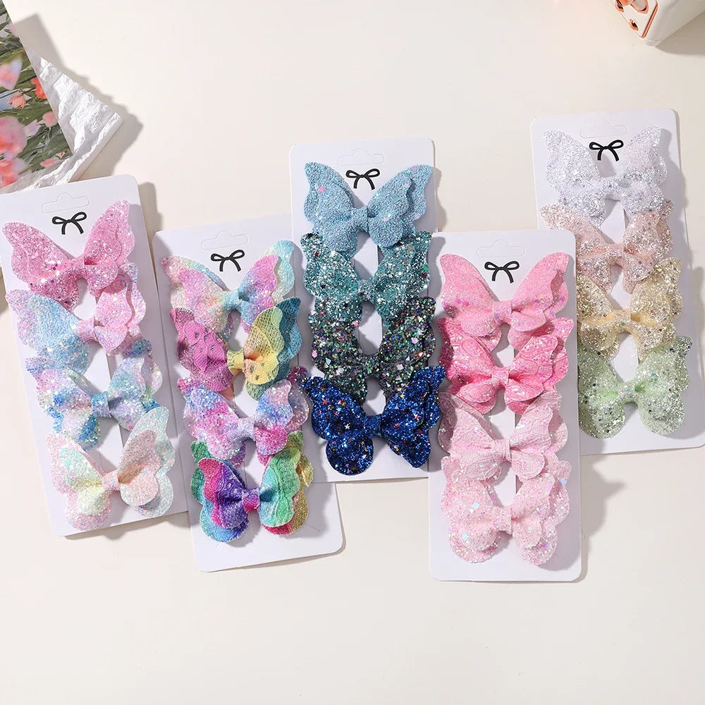 Glitter Butterfly Hair Clips for Girls - Cute Headwear Set - Smarsty