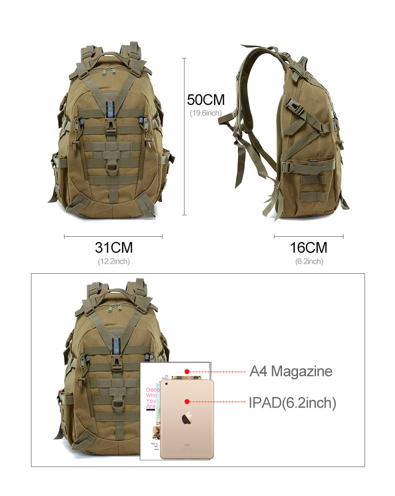40L Tactical Backpack for Men Camping Hiking Backpacks Reflective Outdoor Travel Bags Survival Molle Climbing Rucksack Bag - Smarsty