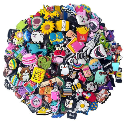 30/90pcs Random Pattern Shoe Charms Set For Clogs Bag Bubble Slides Sandals, PVC Shoe Decorations Beach Bag Accessories Gift