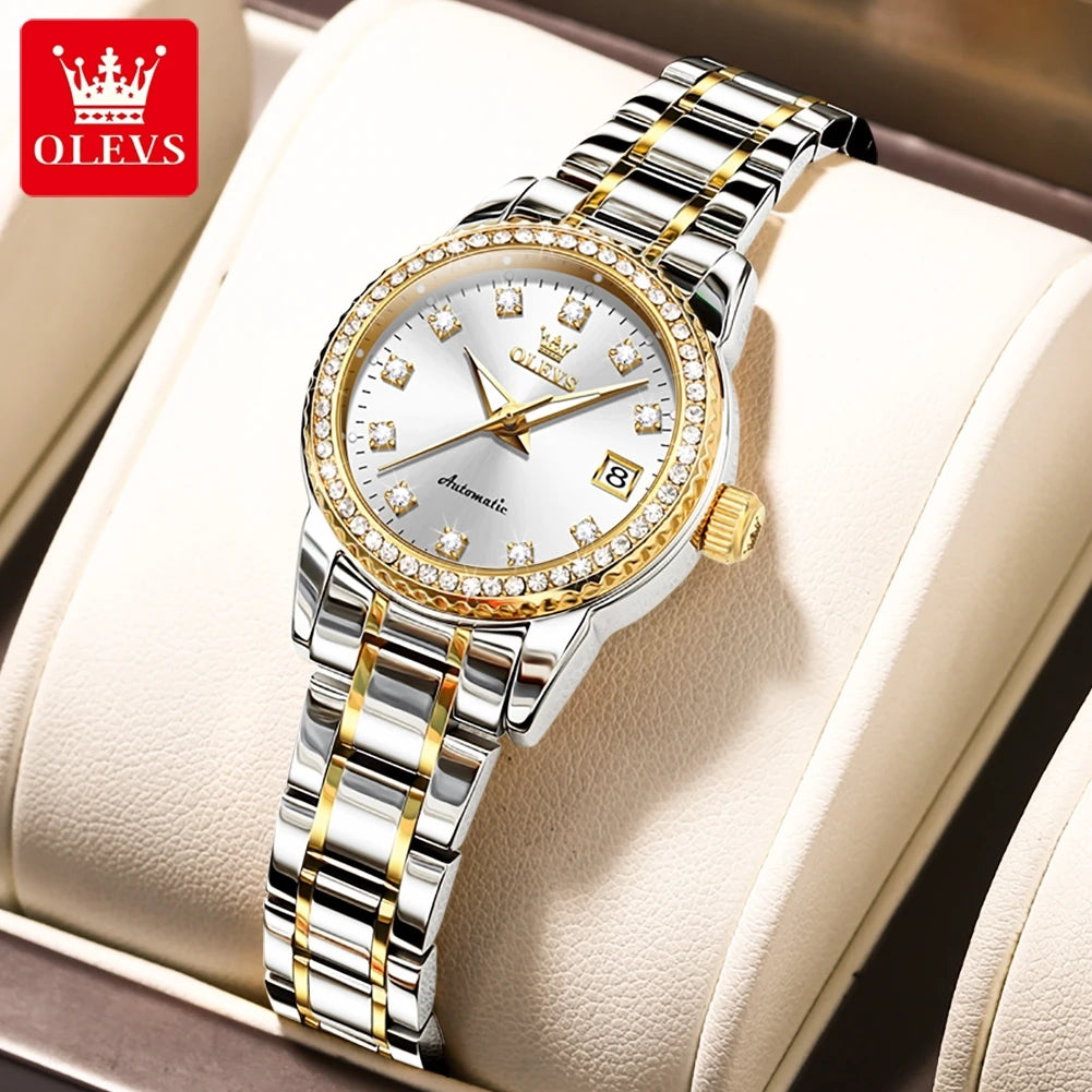 OLEVS Women's Automatic Waterproof Luxury Watch with Luminous Dial - Smarsty