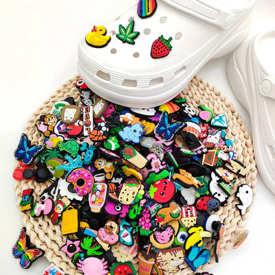 6/30/60/100/200 Pcs Cartoon Shoe Charms for Clogs Bubble Slides Sandals PVC Shoe Decorations Accessories For Teens - Smarsty