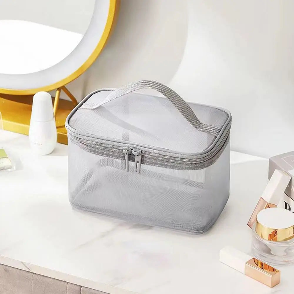 Transparent Mesh Travel Cosmetic Bag With Large Capacity - Smarsty