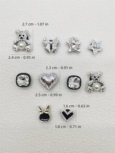10PCS Shoe Charms ABS Bow Decorations For Sandals Luxury Rhinestone Bear Design Accessories 2024 Women Diy Bling Clog Ornaments - Smarsty