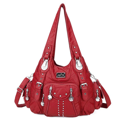 Angelkiss PU Leather Women Shoulder Bag Zipper Closure - Smarsty