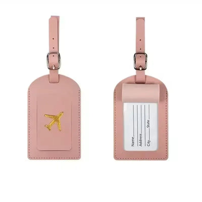 Stamped Leather Business Luggage Tag Suitcase Address Label Luggage Boarding Case Label Name ID Address Clip Travel Accessories - Smarsty