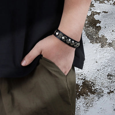 Vintage Leather Cuff Bracelet Adjustable Punk Wristband - Smarsty