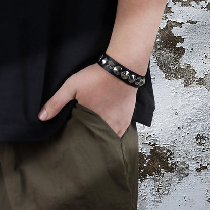 Vintage Leather Cuff Bracelet Adjustable Punk Wristband - Smarsty