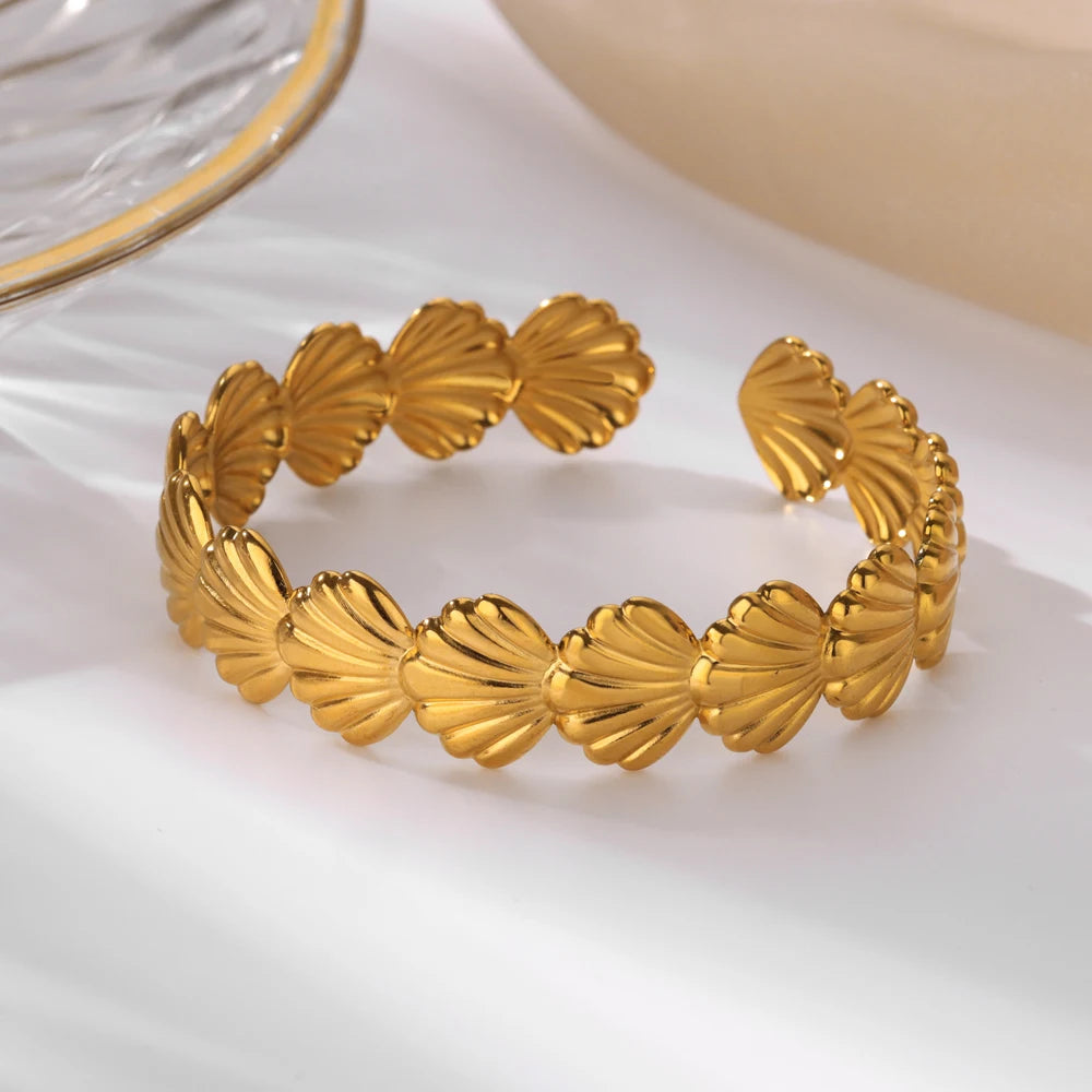 Luxury Gold Color Stainless Steel Cuff Bangle Bracelet - Smarsty