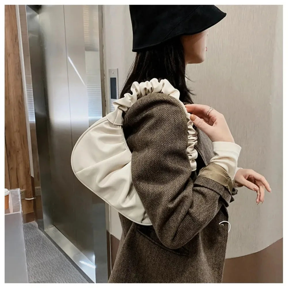 Pleated PU Cloud Bag For Women Shoulder Handbag Everyday - Smarsty
