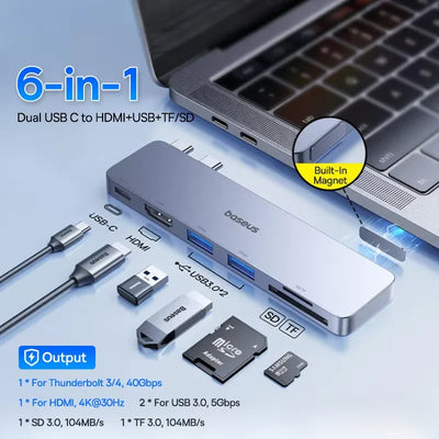 Versatile 4K USB-C Hub with HDMI and Thunderbolt Support - Smarsty