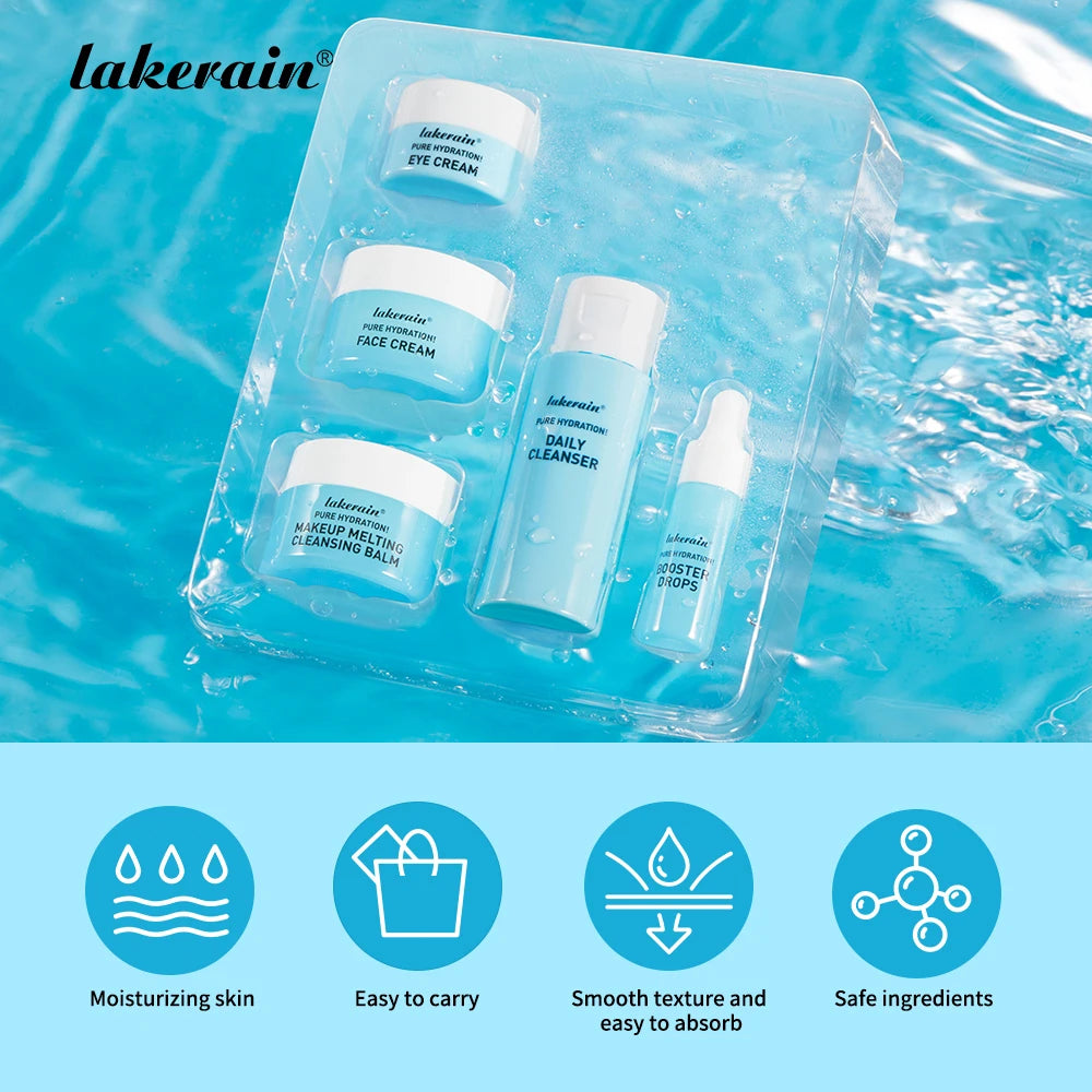 5PCS Skincare Set Hydrate Brighten Firm Skin Exfoliating Acne Removal Shrink Pore Fix Sensitive Dullness Collagen Face Kit