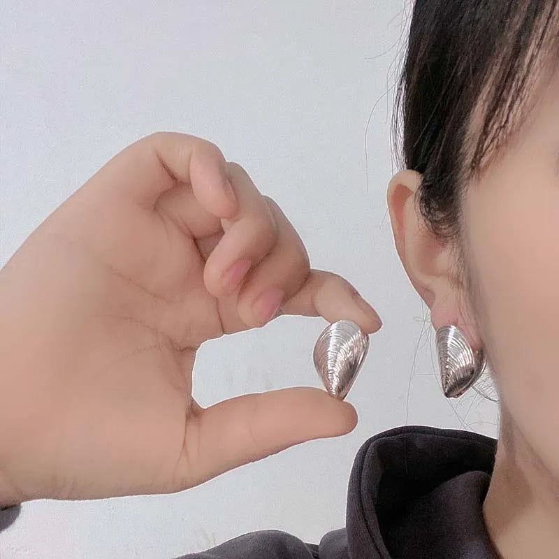Vintage Metal Stud Earrings Punk Silver Geometric Irregular - Smarsty